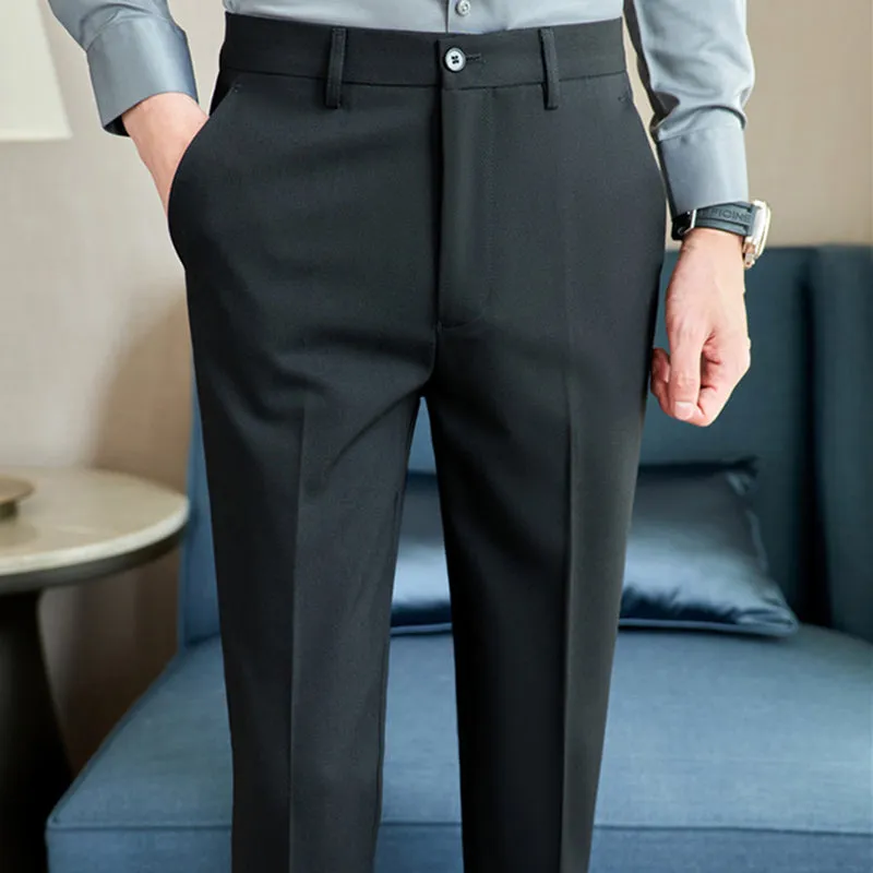 Men's Classic Fit Flat Front Dress Pants Office Business Trousers