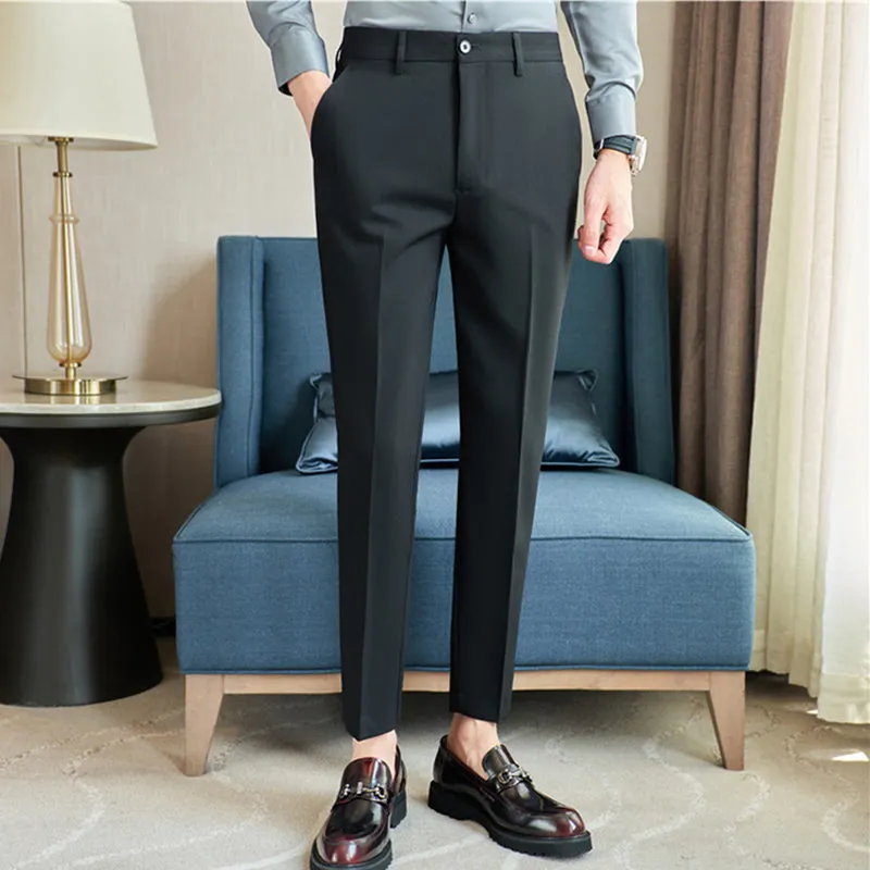 Men's Classic Fit Flat Front Dress Pants Office Business Trousers