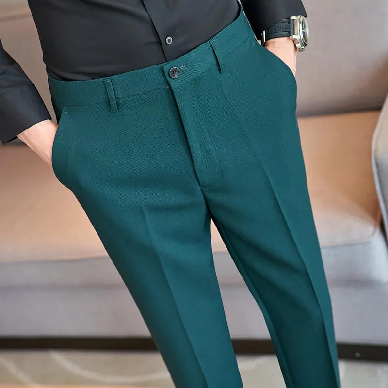 Men's Classic Fit Flat Front Dress Pants Office Business Trousers