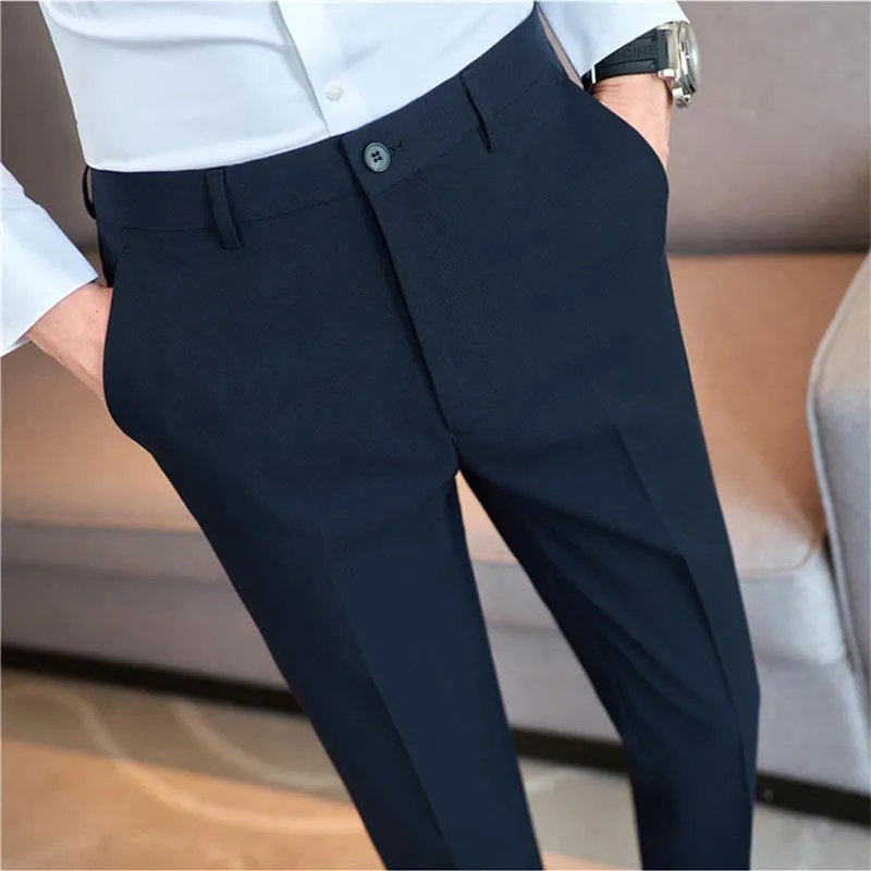 Men's Classic Fit Flat Front Dress Pants Office Business Trousers