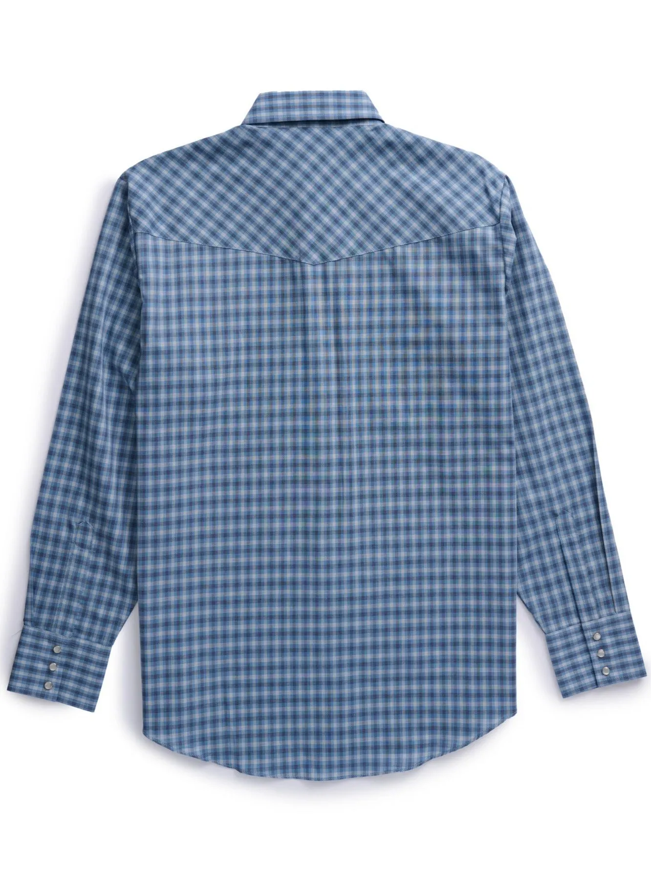 Men's Ely Cattleman Long Sleeve Classic Check Western Snap Shirt- Blue & Black