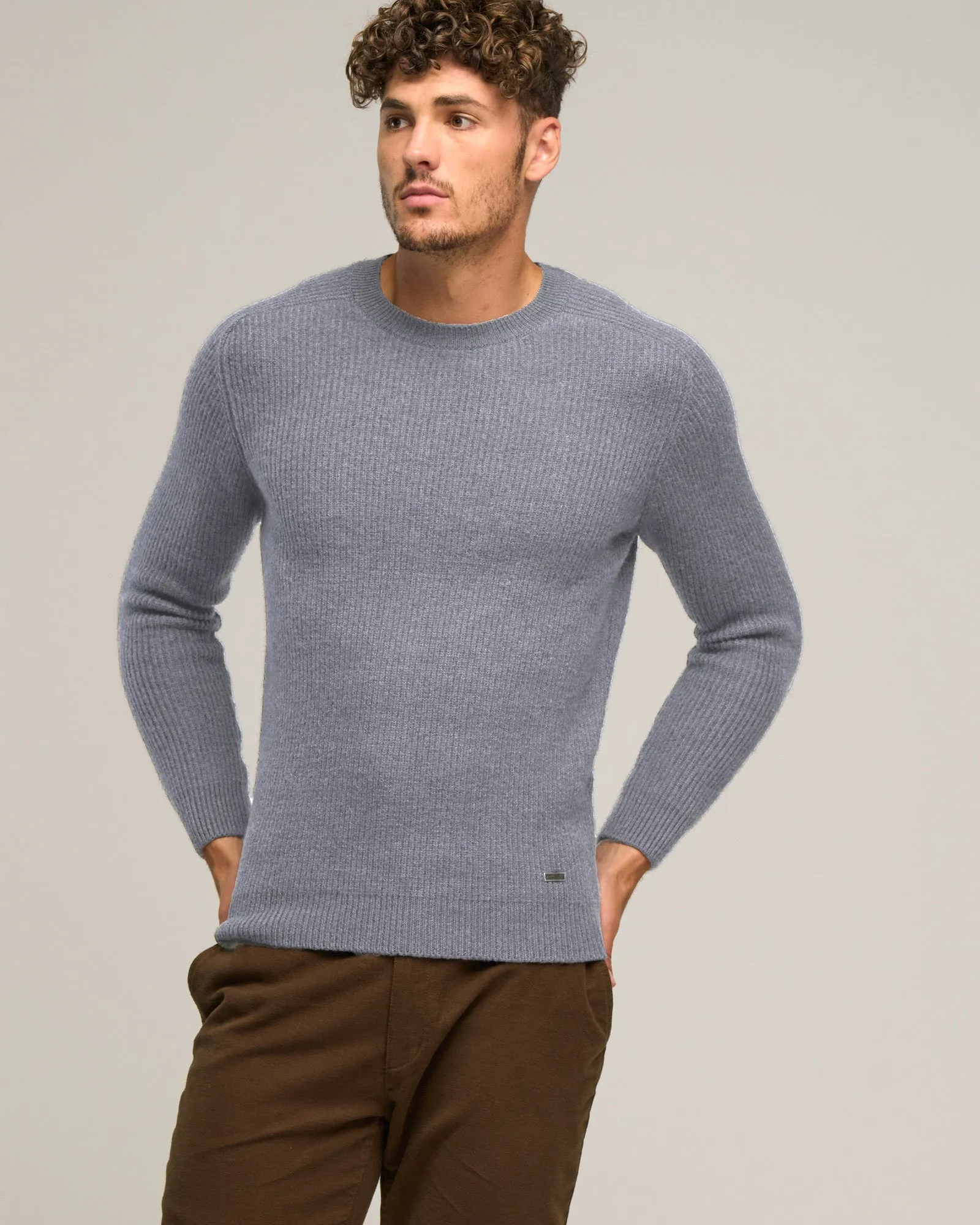 MERINO WIGRAM CREW PATCH KNIT