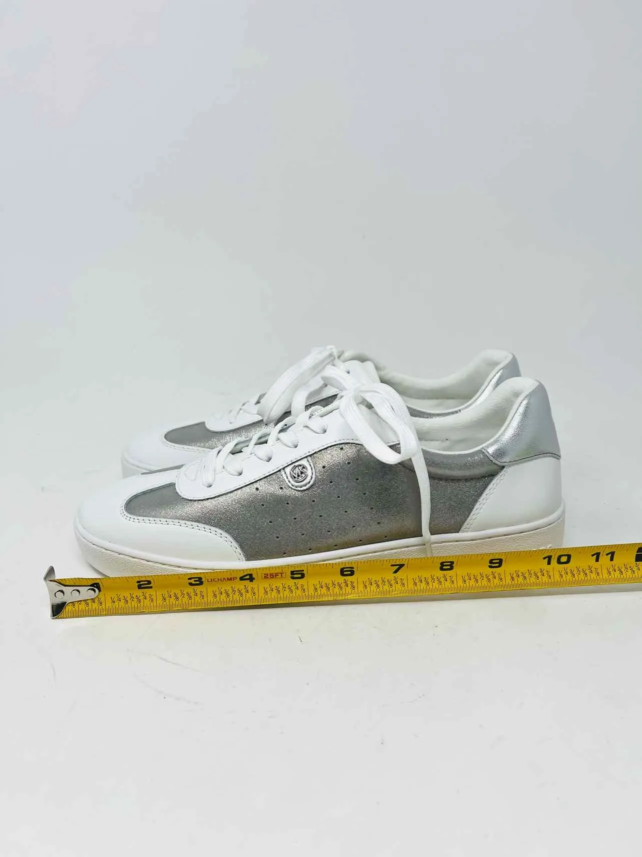 Michael Kors Size 9.5 White/Silver Lace-Up Leather W/ BOX!!! Shoes Sneakers