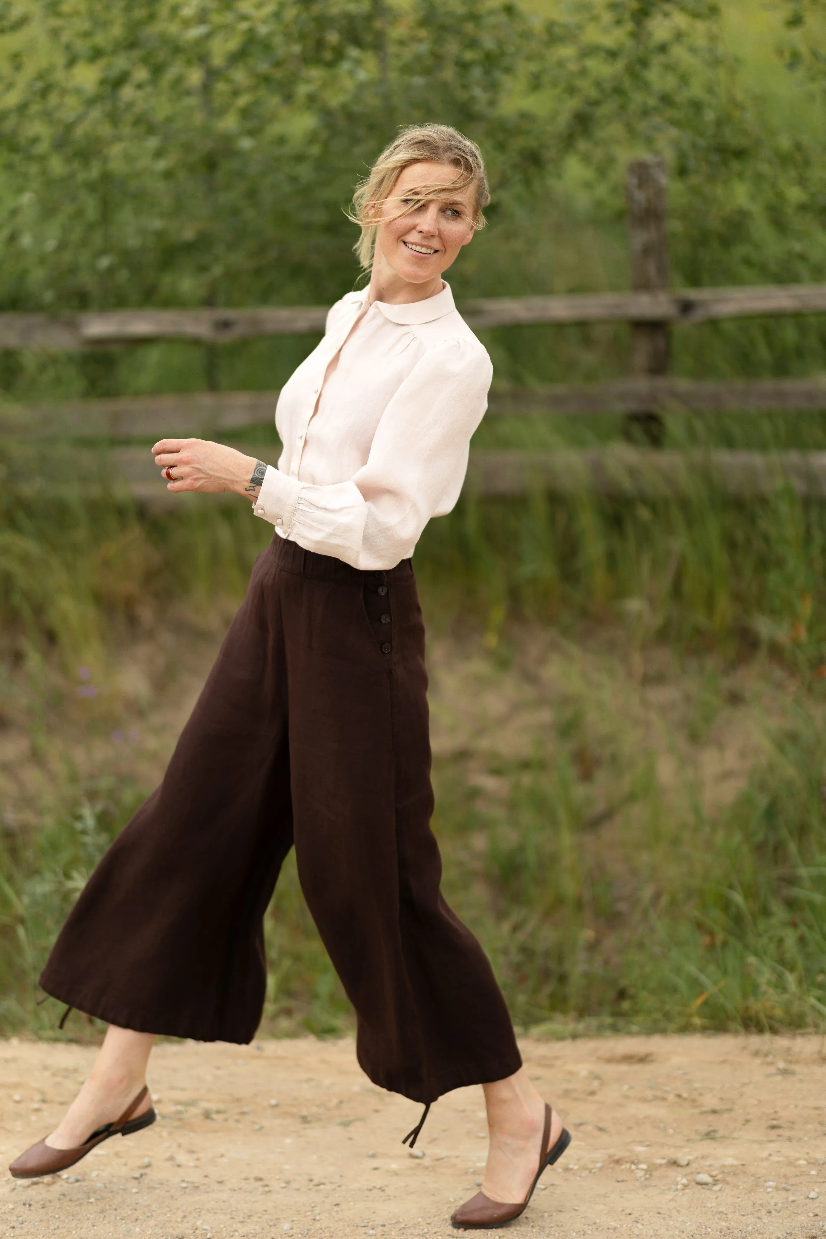 Midi Charlotte Trousers, Twill Linen