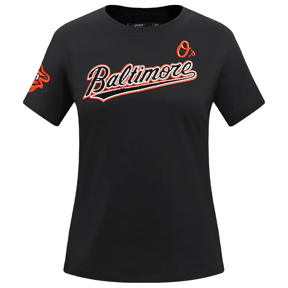 MLB BALTIMORE ORIOLES CLASSIC WOMEN'S SLIM FIT TEE (BLACK)