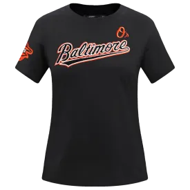 MLB BALTIMORE ORIOLES CLASSIC WOMEN'S SLIM FIT TEE (BLACK)