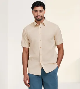 Modern Fit Short Sleeve Textured Linen-Like Solid Sport shirt