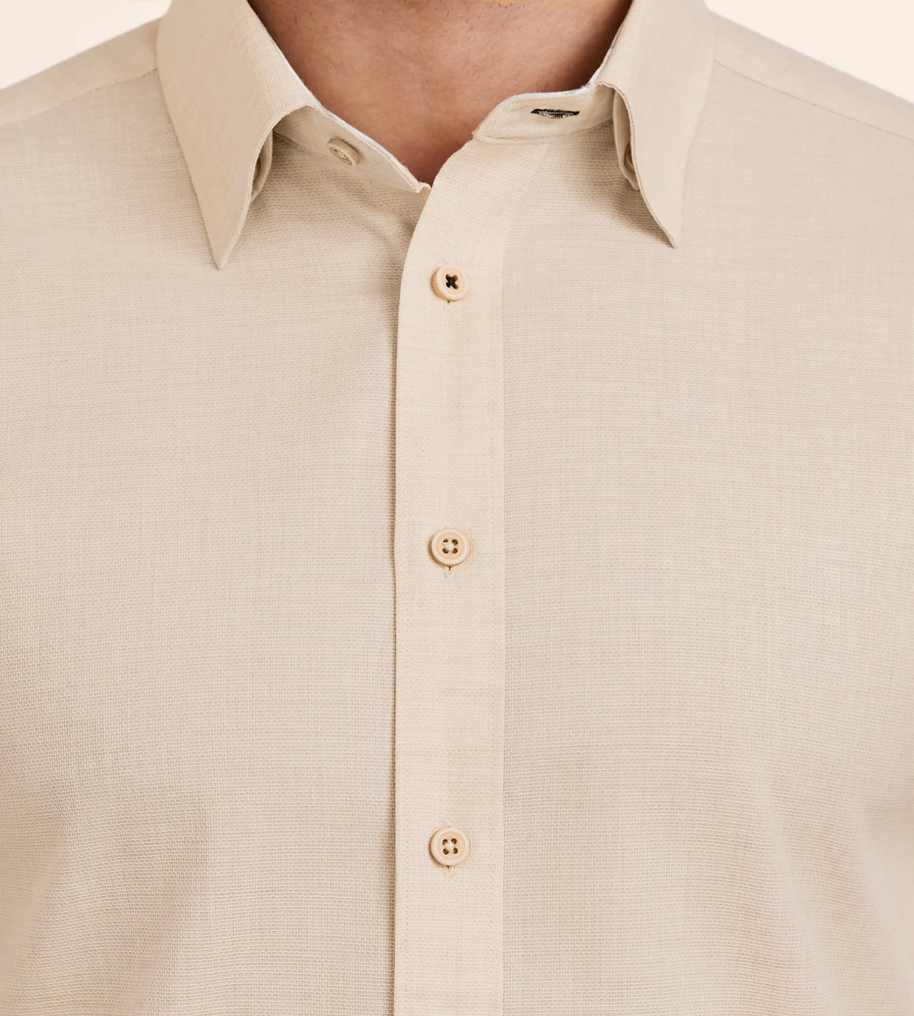 Modern Fit Short Sleeve Textured Linen-Like Solid Sport shirt