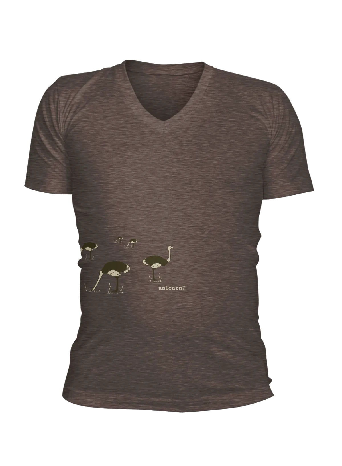 Ostrich - Unisex Coffee Brown V-neck-T-shirt*