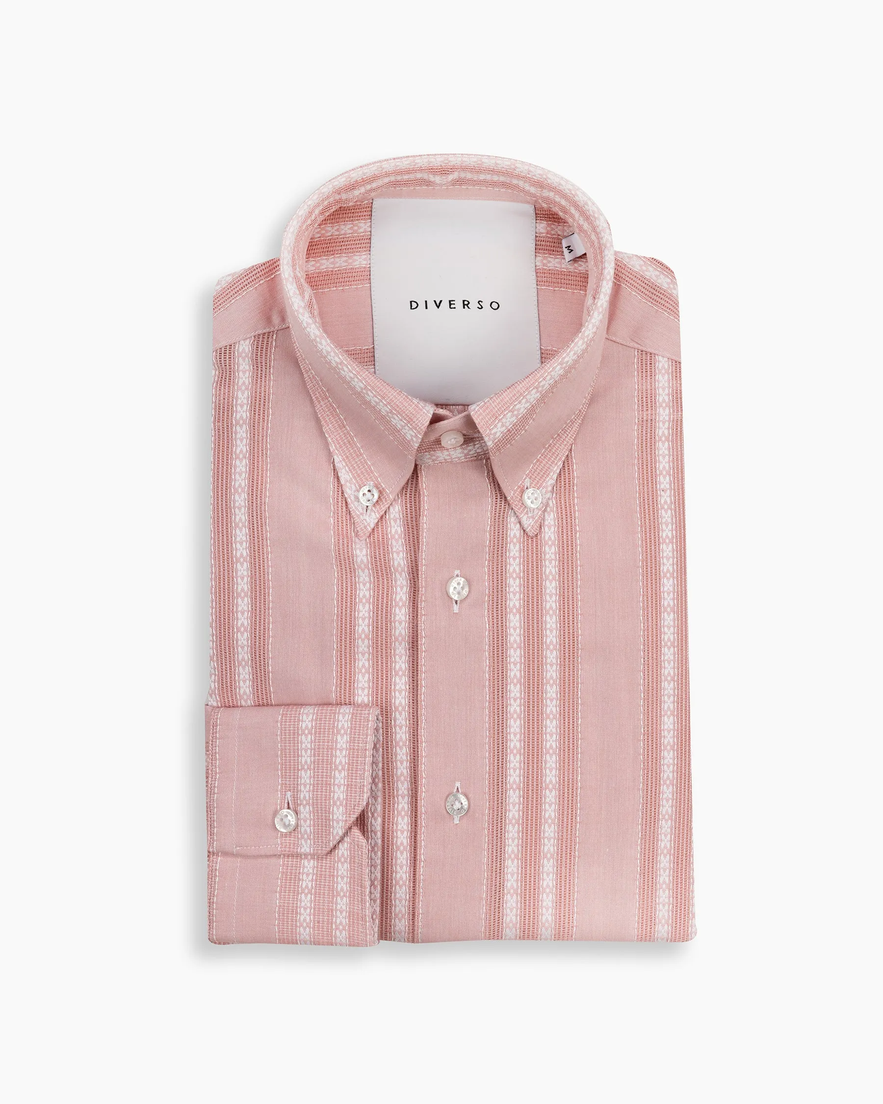 Pastel Red Textured Stripe Shirt