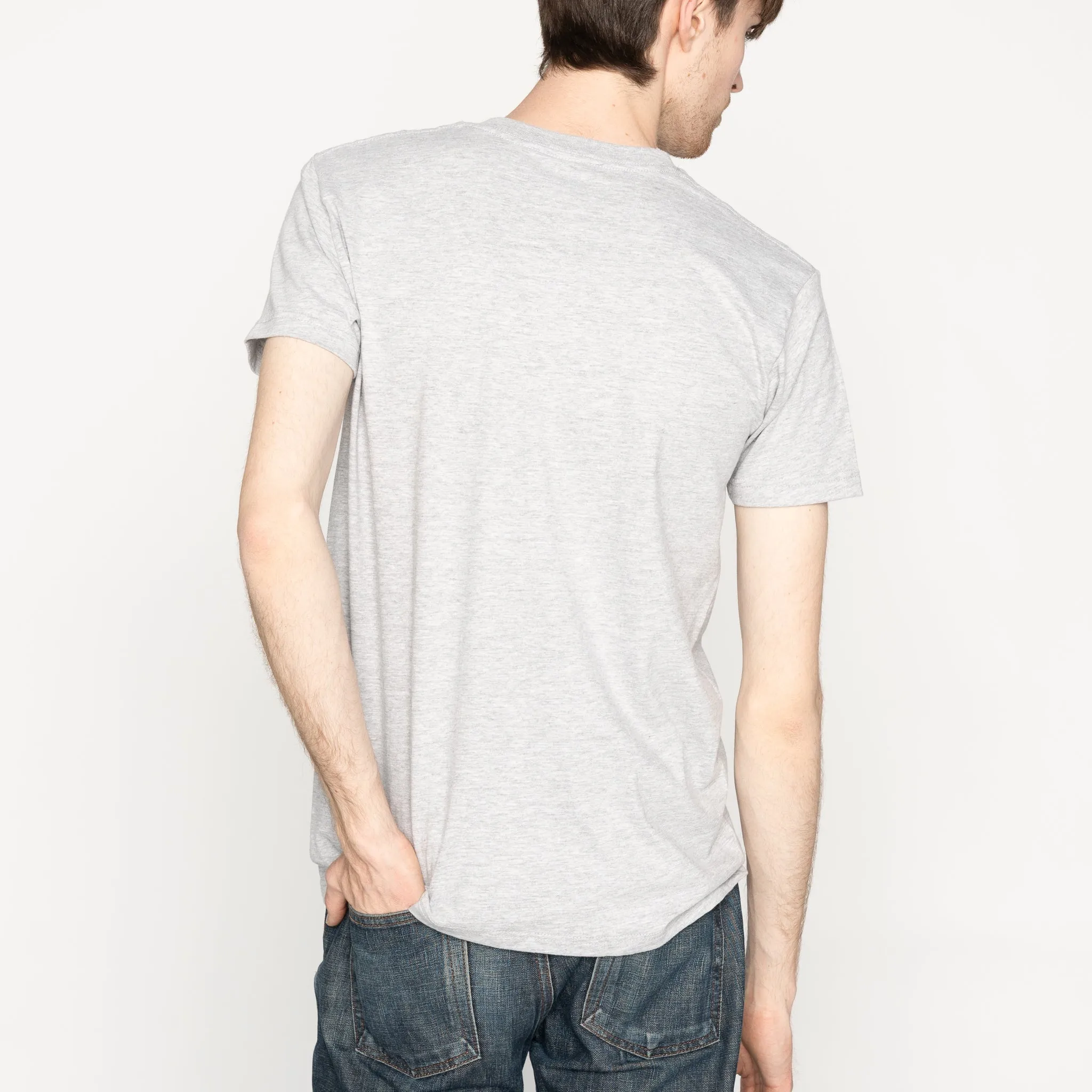 Pocket Tee - Heather Grey - Triple Yarn Twist Brushed Flannel - Forest Green