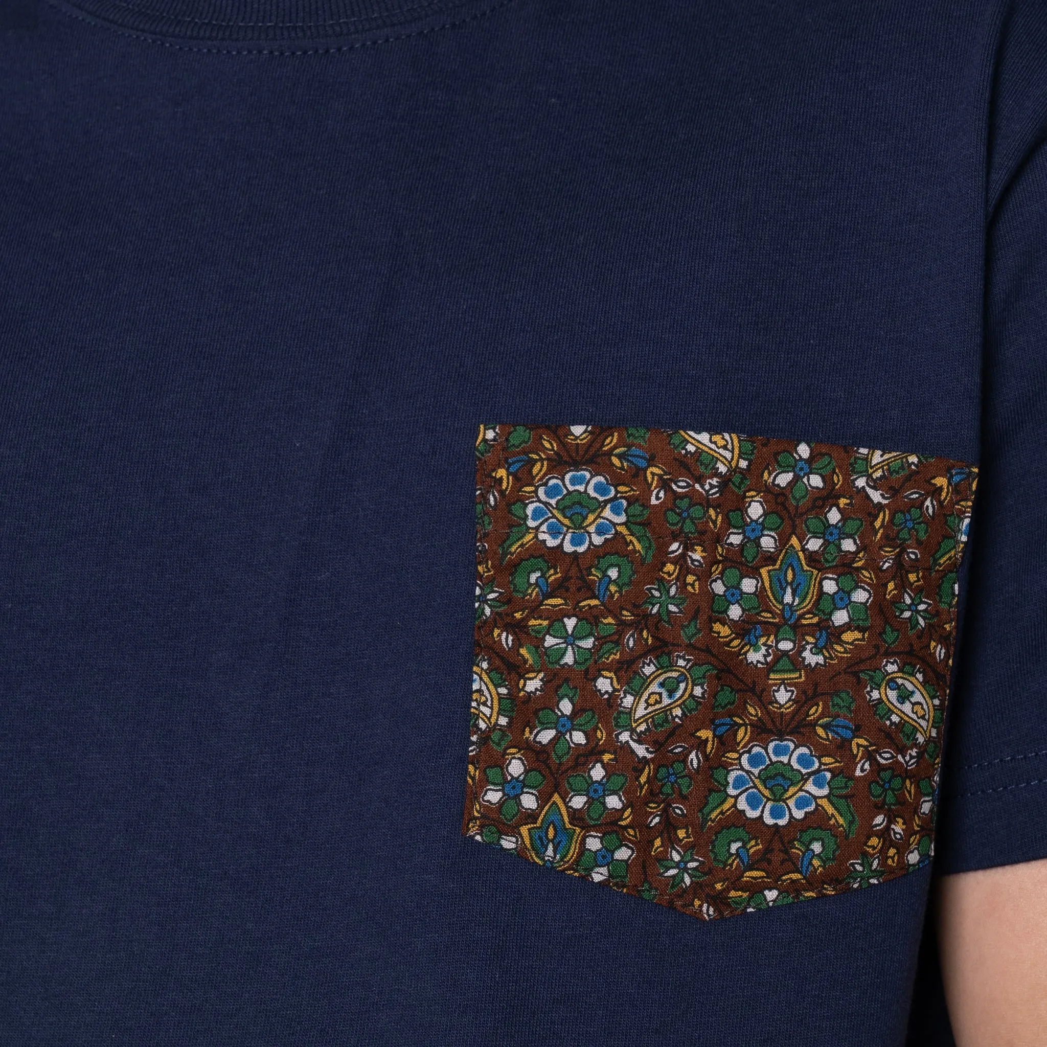 Pocket Tee - Navy   Bandana Cloth - Brown