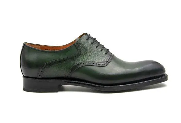 "Hudson" Burnished Calfskin Lace-Up Oxford Green