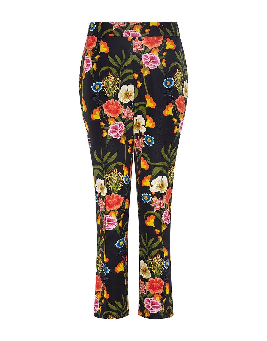 Renata Twill Trouser - Vila Floral Black