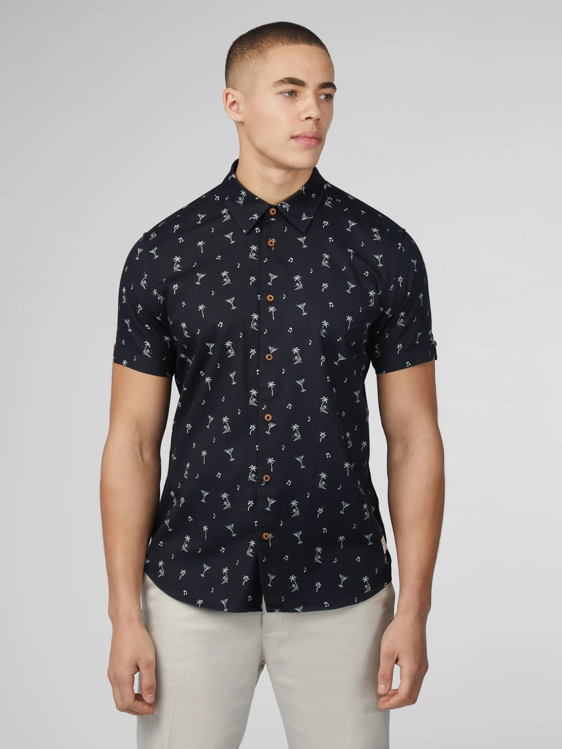 Scattered Print Shirt - Black