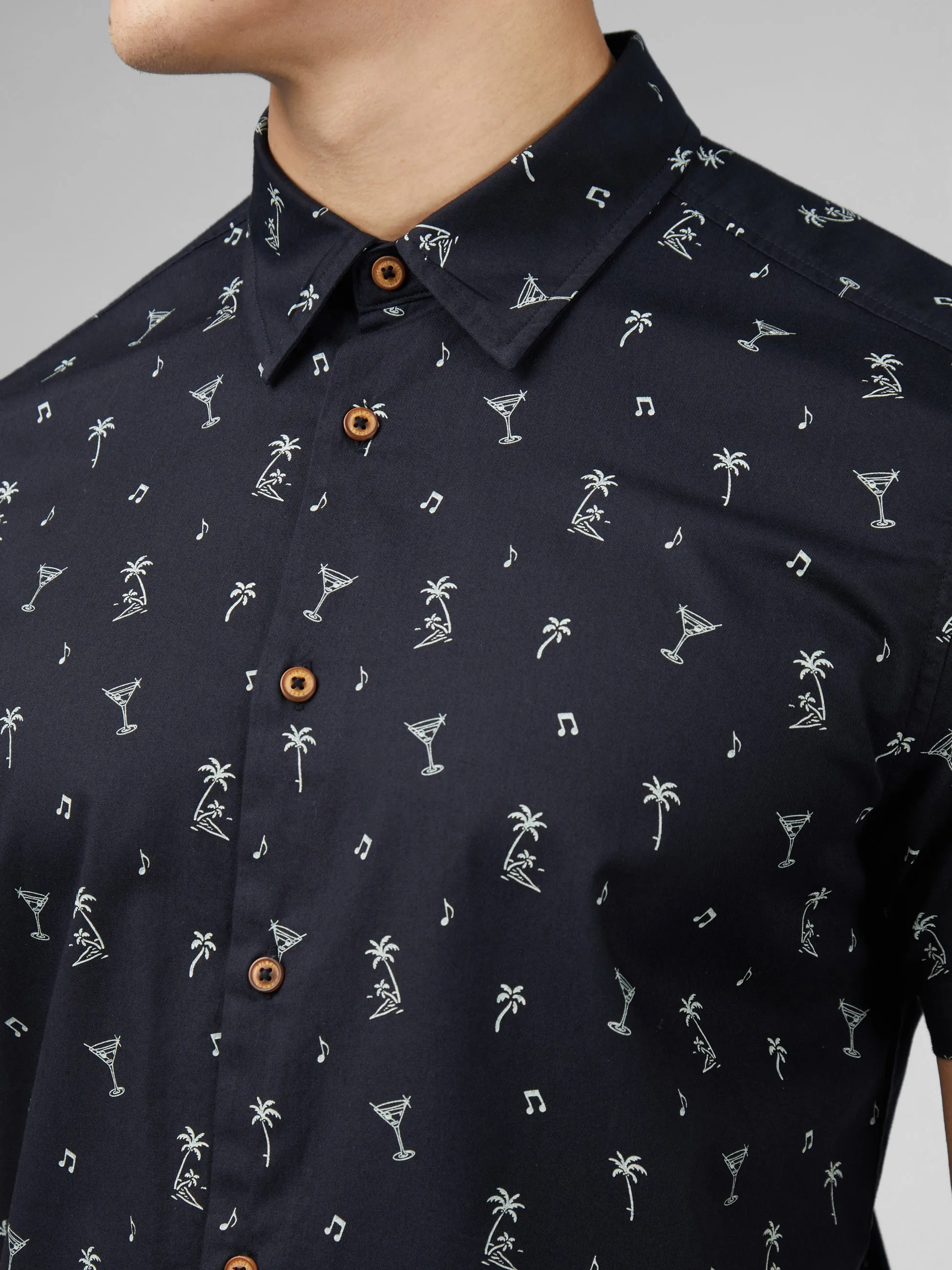 Scattered Print Shirt - Black