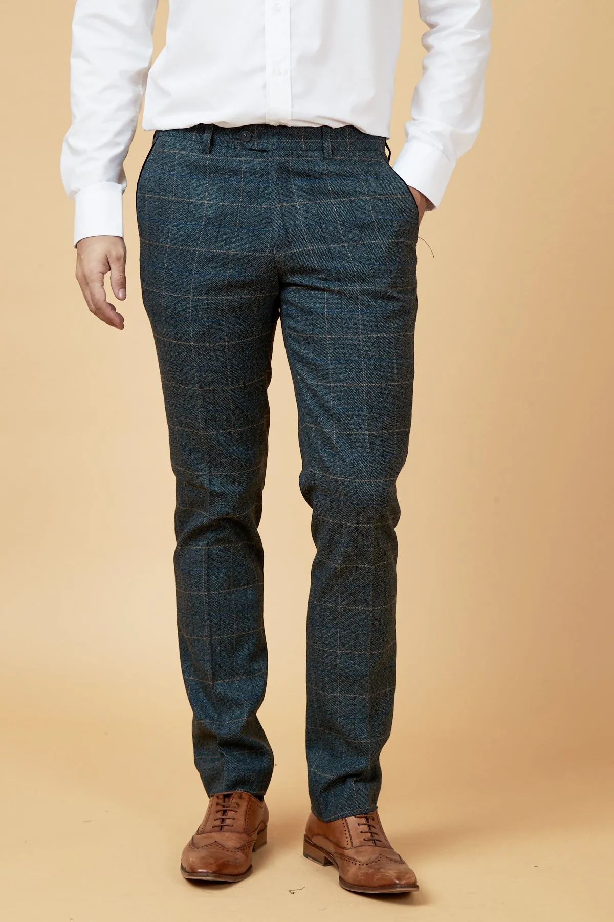 SCOTT - Blue Check Tweed Trousers