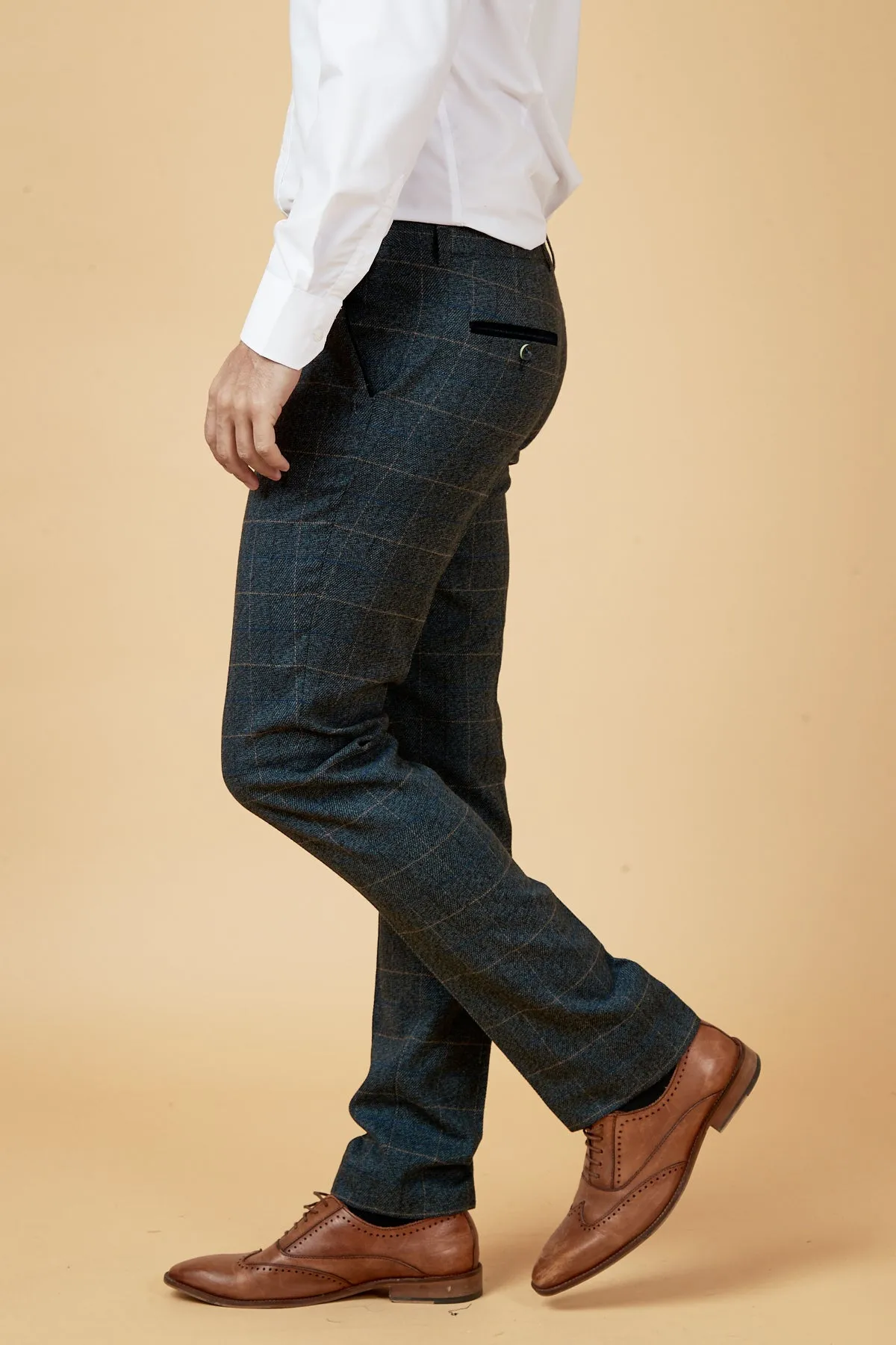 SCOTT - Blue Check Tweed Trousers