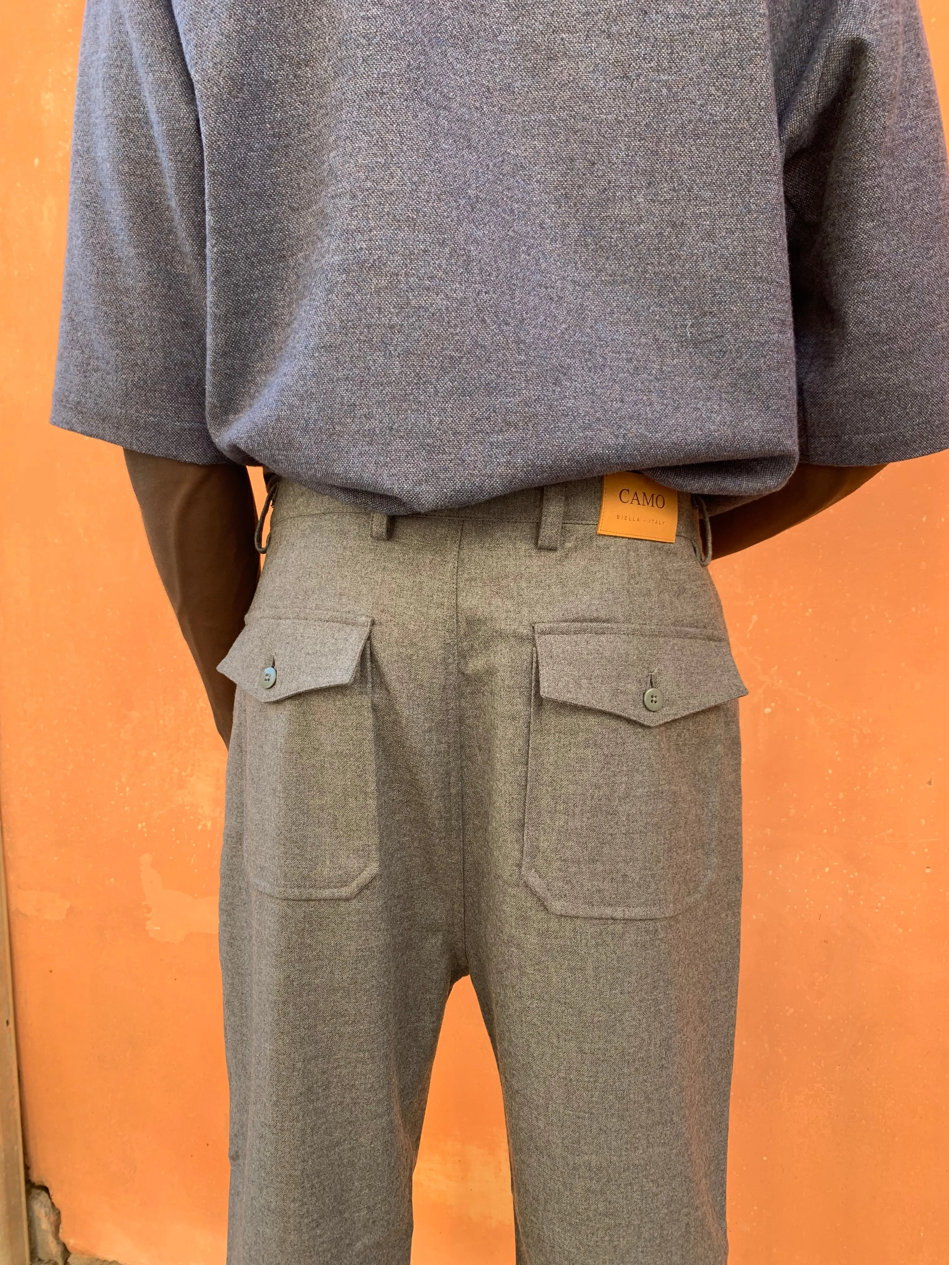 SEABISCUIT - WIDE TROUSERS - Merino Wool Grey