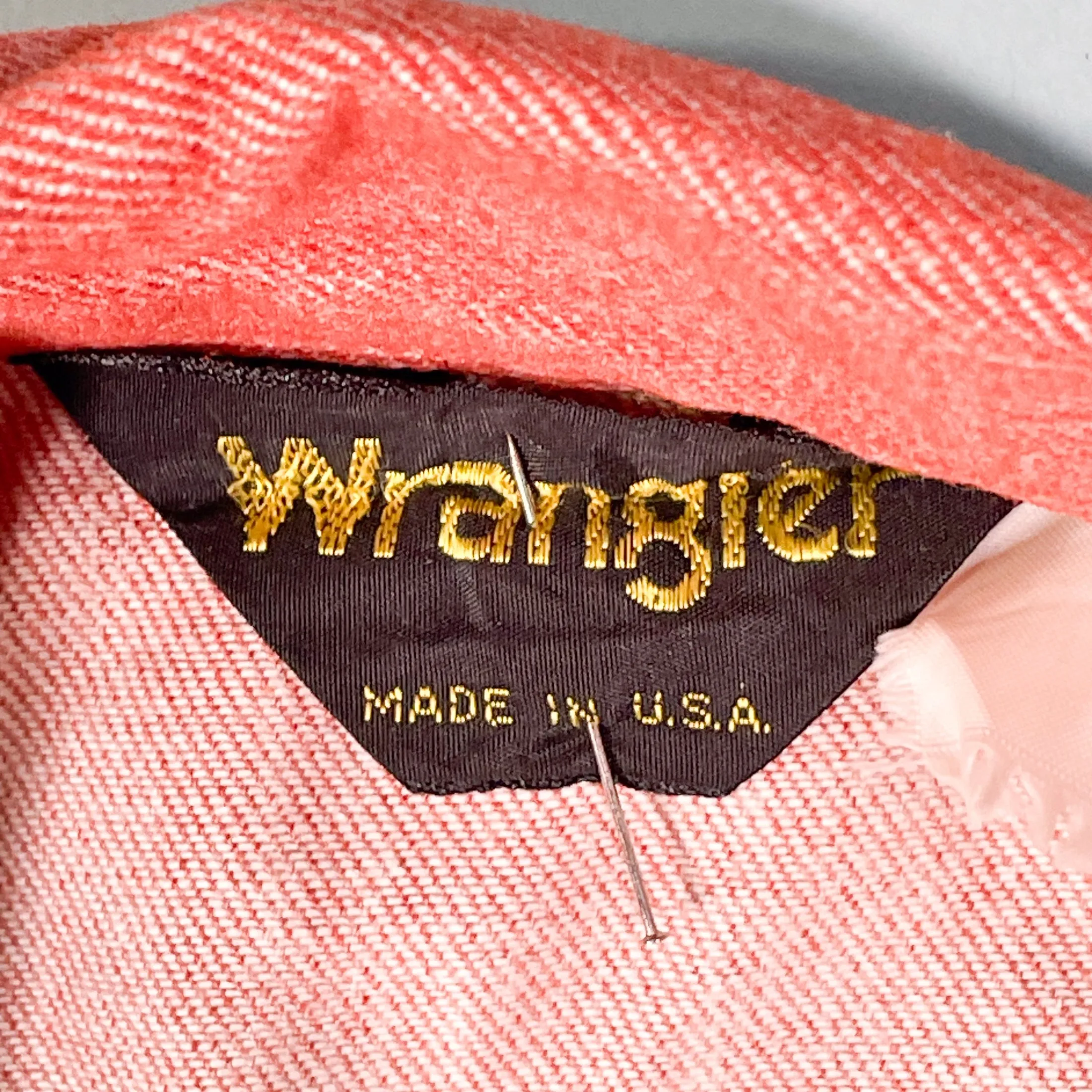 SOLD Vintage 70s Wrangler Jacket, Orange Denim Boyfriend Jacket