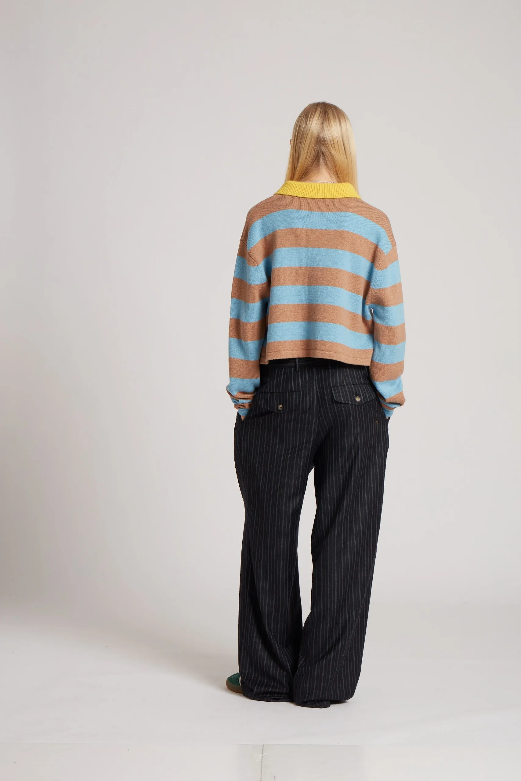 Striped Knit Polo Shirt