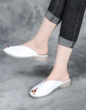 Summer Leather Handmade Casual Leather Slippers