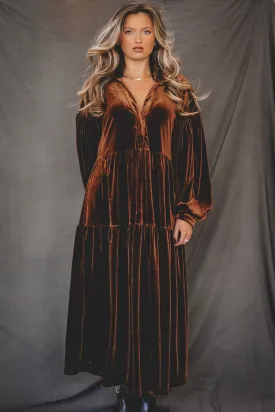 Sweet As Chocolate Velvet Maxi Dress