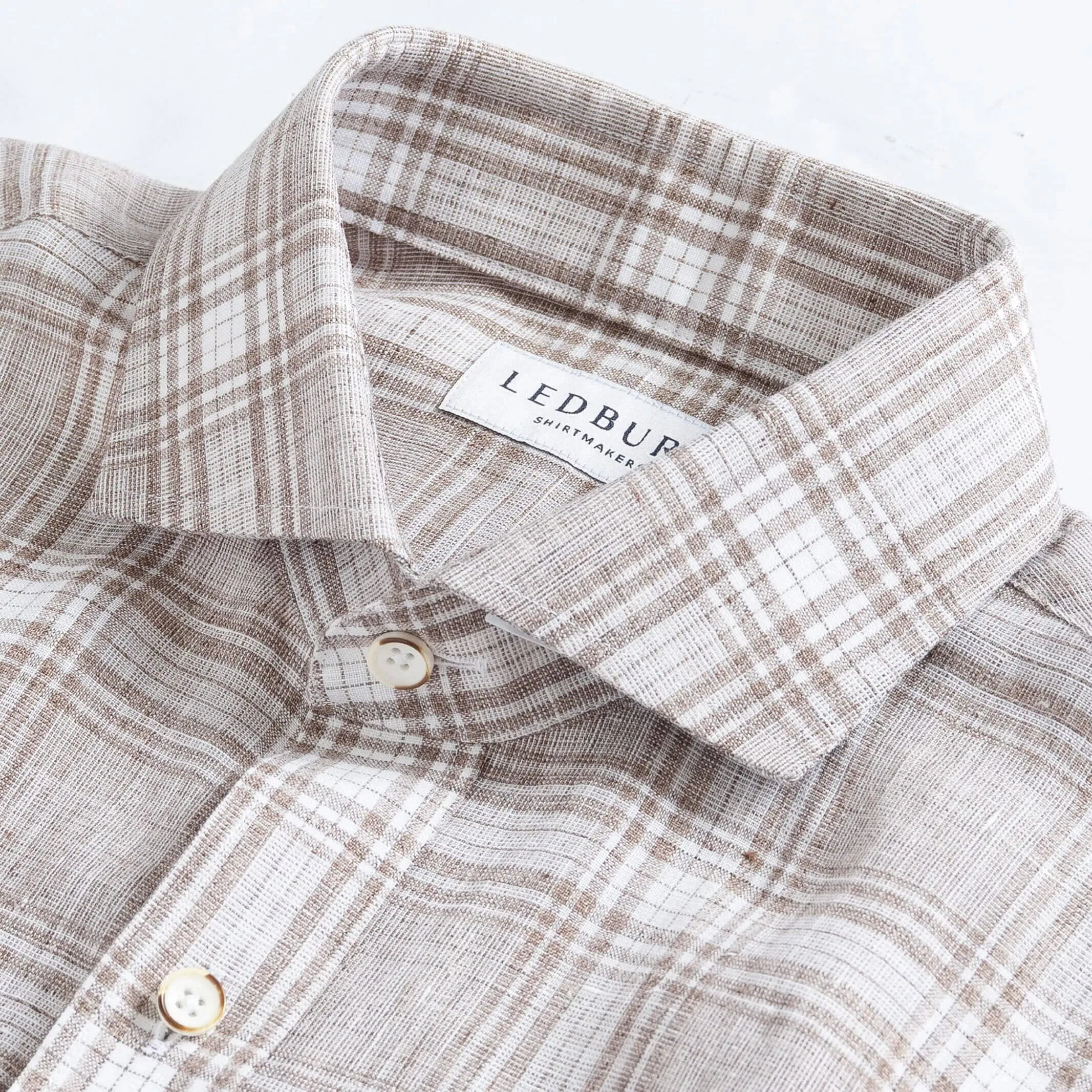 The Soft Brown Monti Rennie Linen Custom Shirt