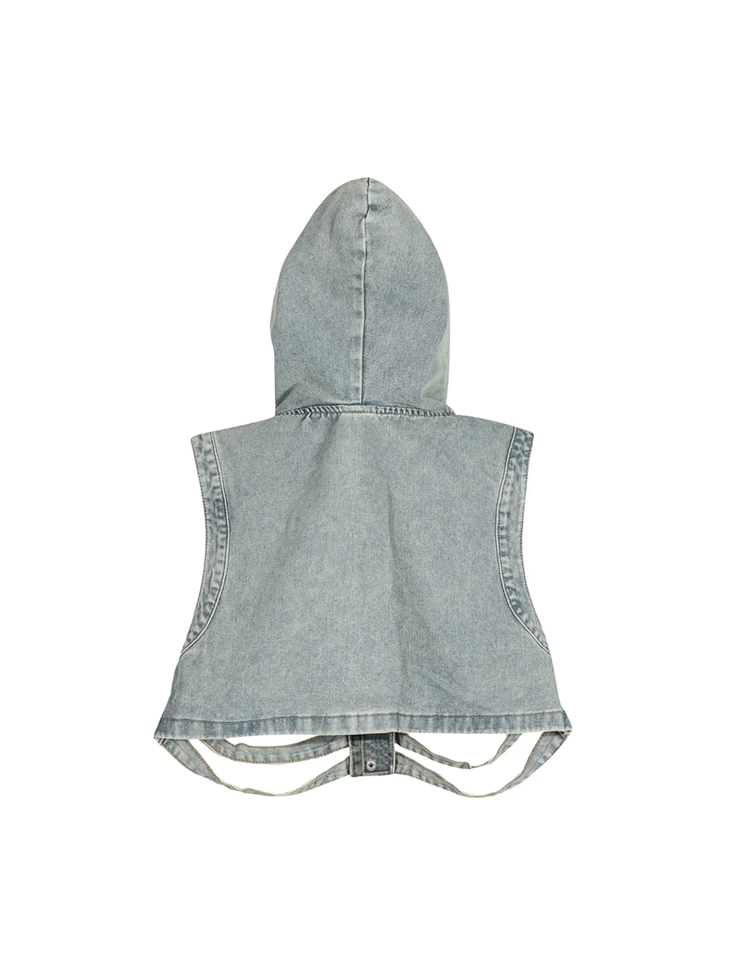 Thesupermade Dark Skeleton Hooded Denim Vest - 1637