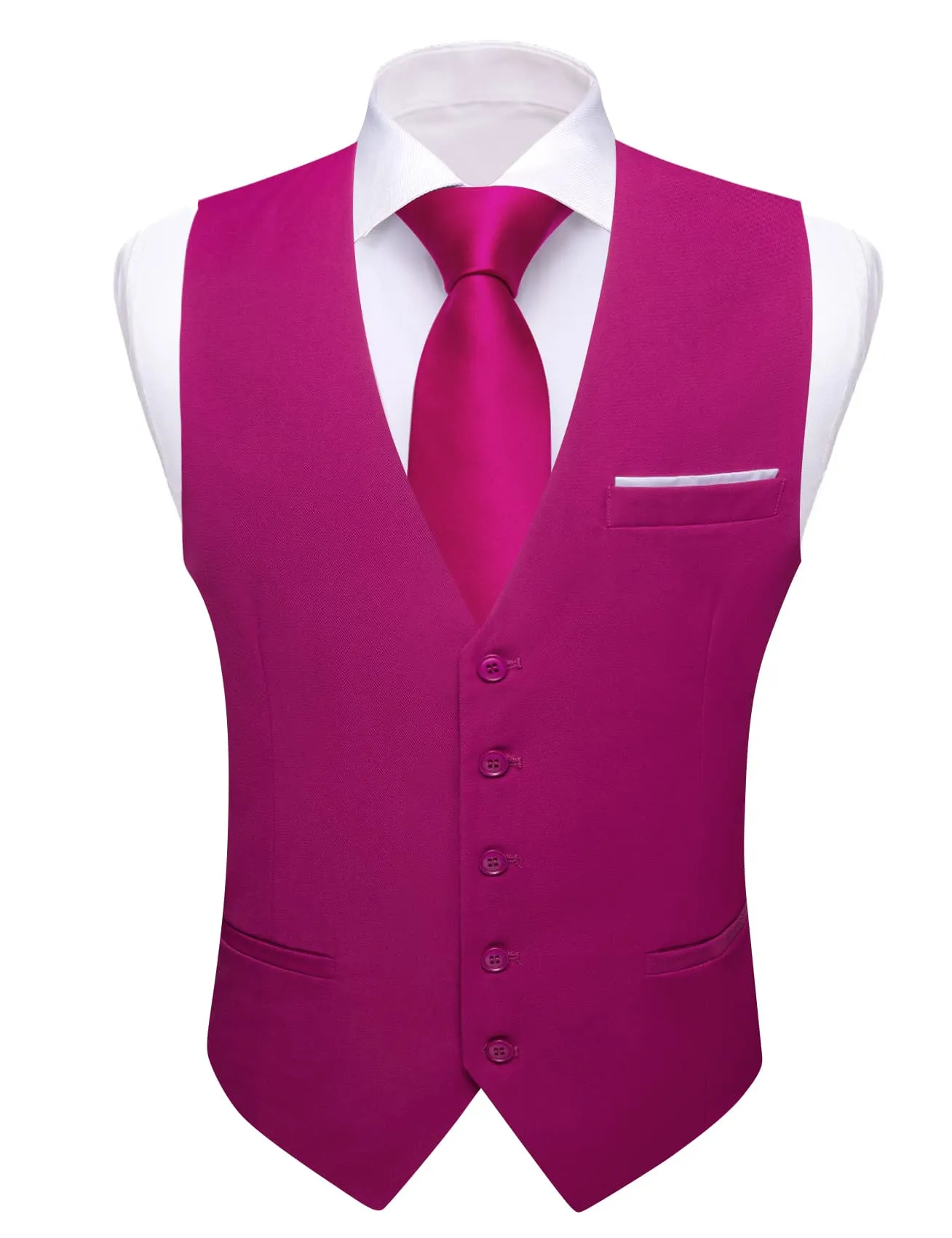 Ties2you Work Vest Jazzberry Jam Pink Solid Button Silk Mens Dress Vest Jacket Fashion