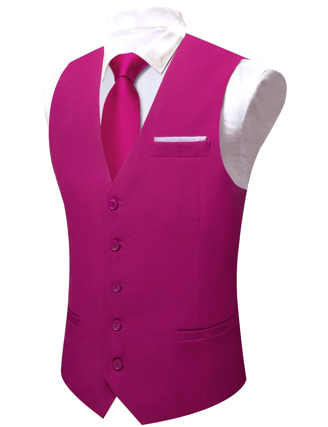 Ties2you Work Vest Jazzberry Jam Pink Solid Button Silk Mens Dress Vest Jacket Fashion