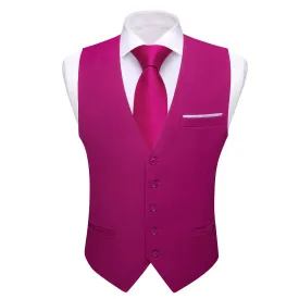 Ties2you Work Vest Jazzberry Jam Pink Solid Button Silk Mens Dress Vest Jacket Fashion