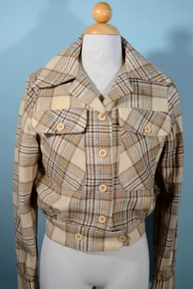 Trousers Up 70s Wool Plaid Bomber Jacket M