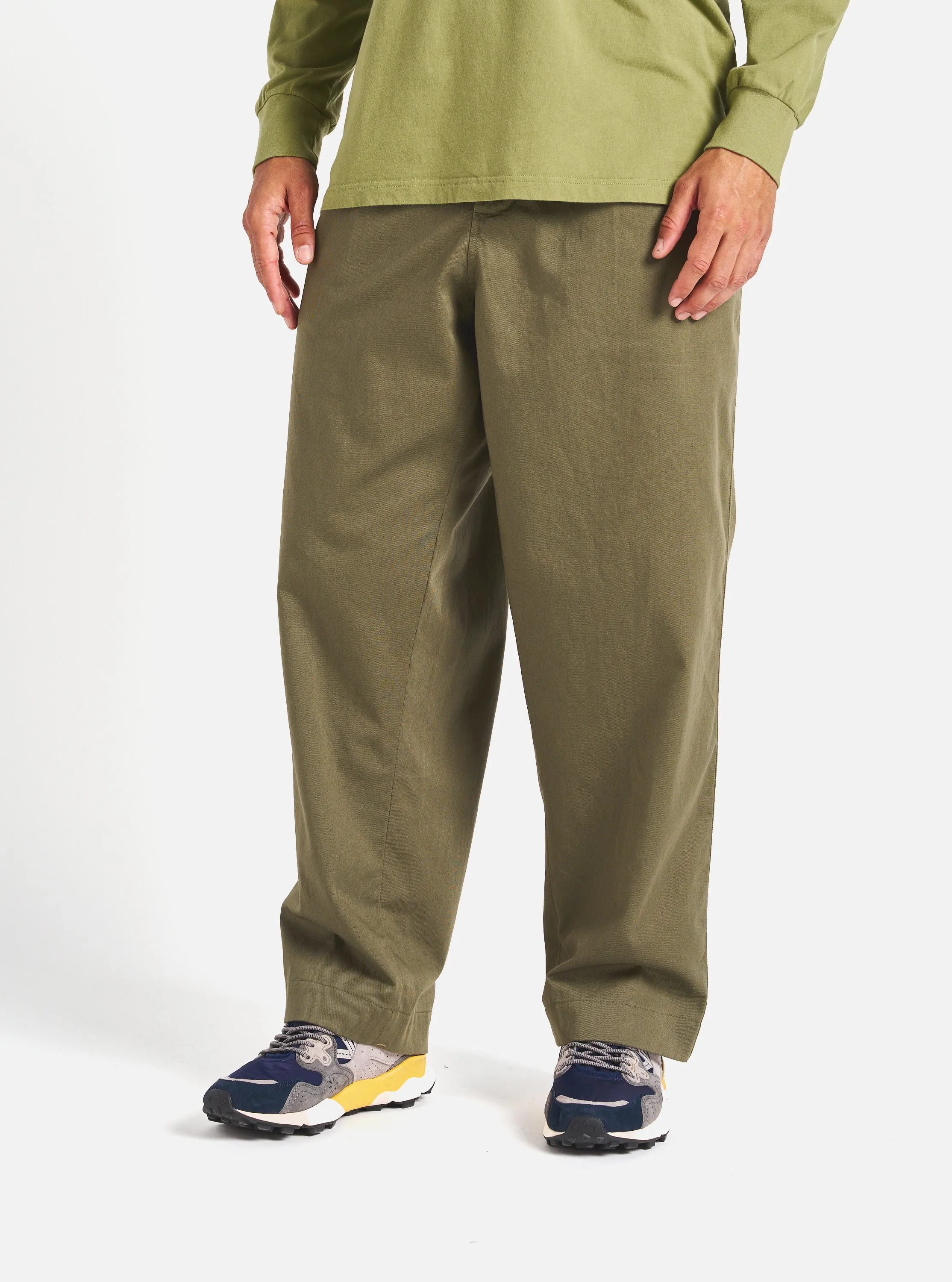 Universal Works Duke Pant in Light Olive Twill