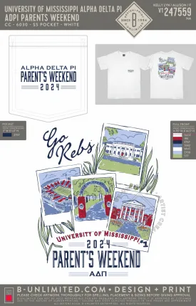 University of Mississippi Alpha Delta Pi - ADPI Parents Weekend - CC - 6030 - SS Pocket - White