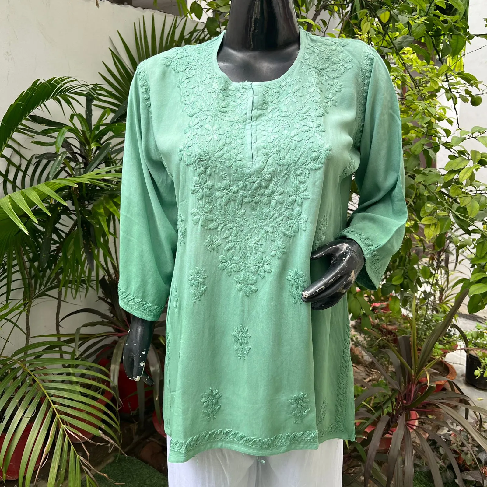 Vibha Ombre Chikankari Short Top