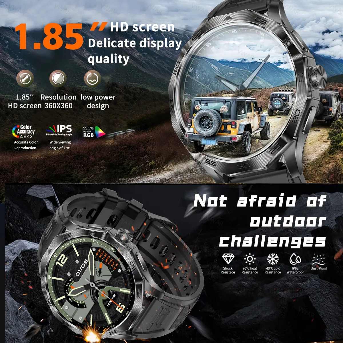 VWAR GT5 MAX Smart Watch 1.85inch Big Screen 710mAH Battery for Huawei IOS