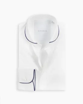 White & Navy Piping Shirt