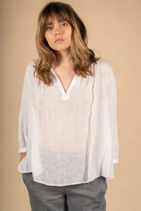 ZE2403C Billie Linen Blouse - White