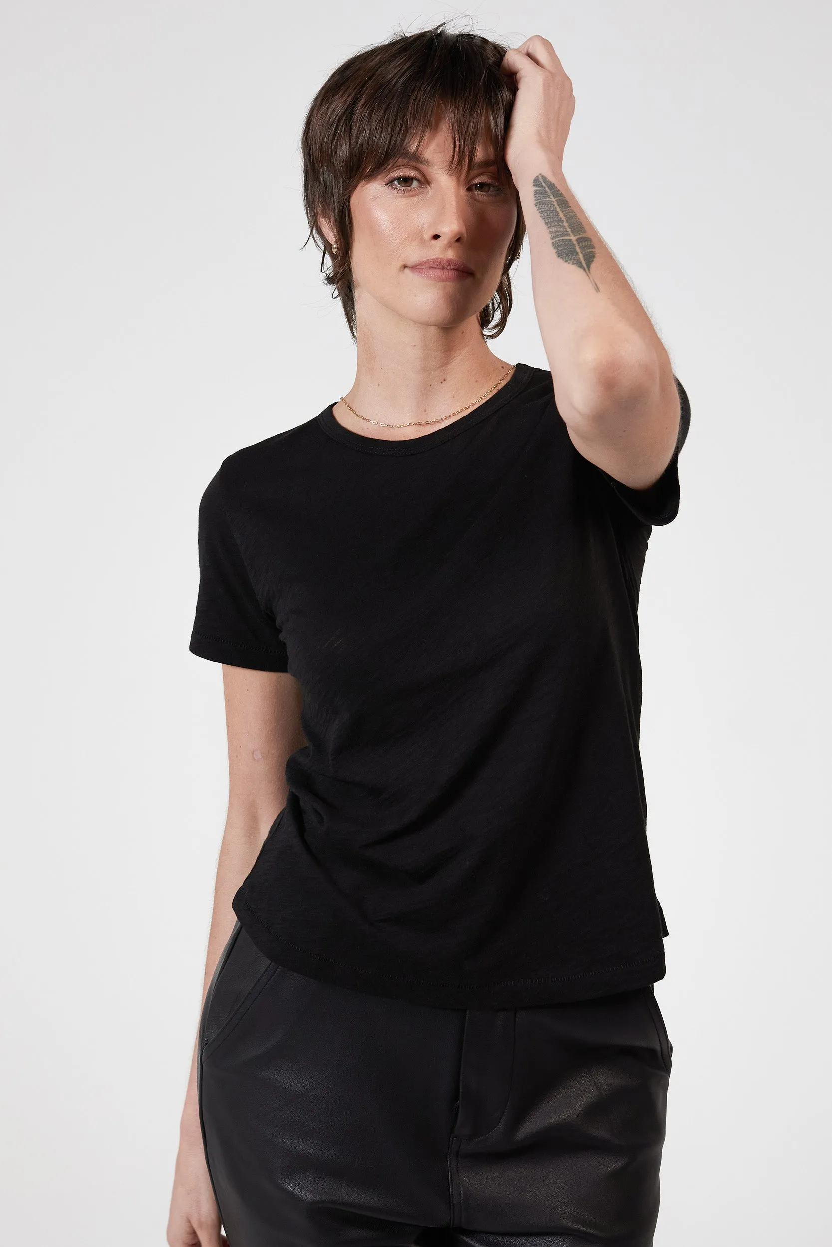 ZEPHYR SLUB TEE - BLACK