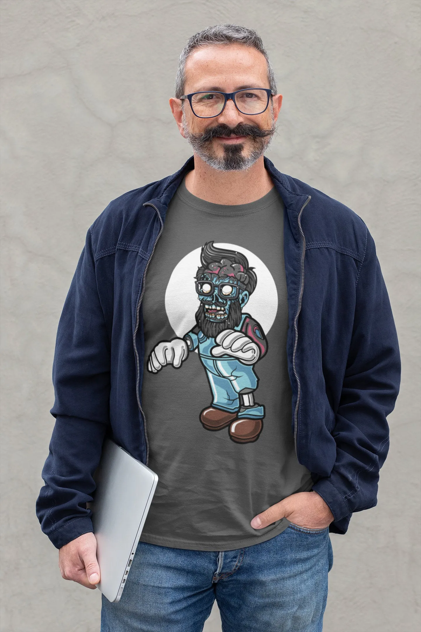 Zombie Hipster printed on soft ring spun cotton